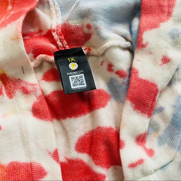 Anthropologie Electric Yoga Tie Dye Cardigan Long Line Duster Hoodie Cover Up 1X - Picture 5 of 8